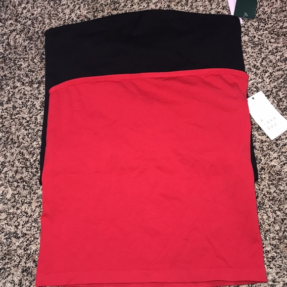 a new day Tops - a new day Woman’s Red & Black Strapless Tube Crop Top Butter Soft Sz M | NWT